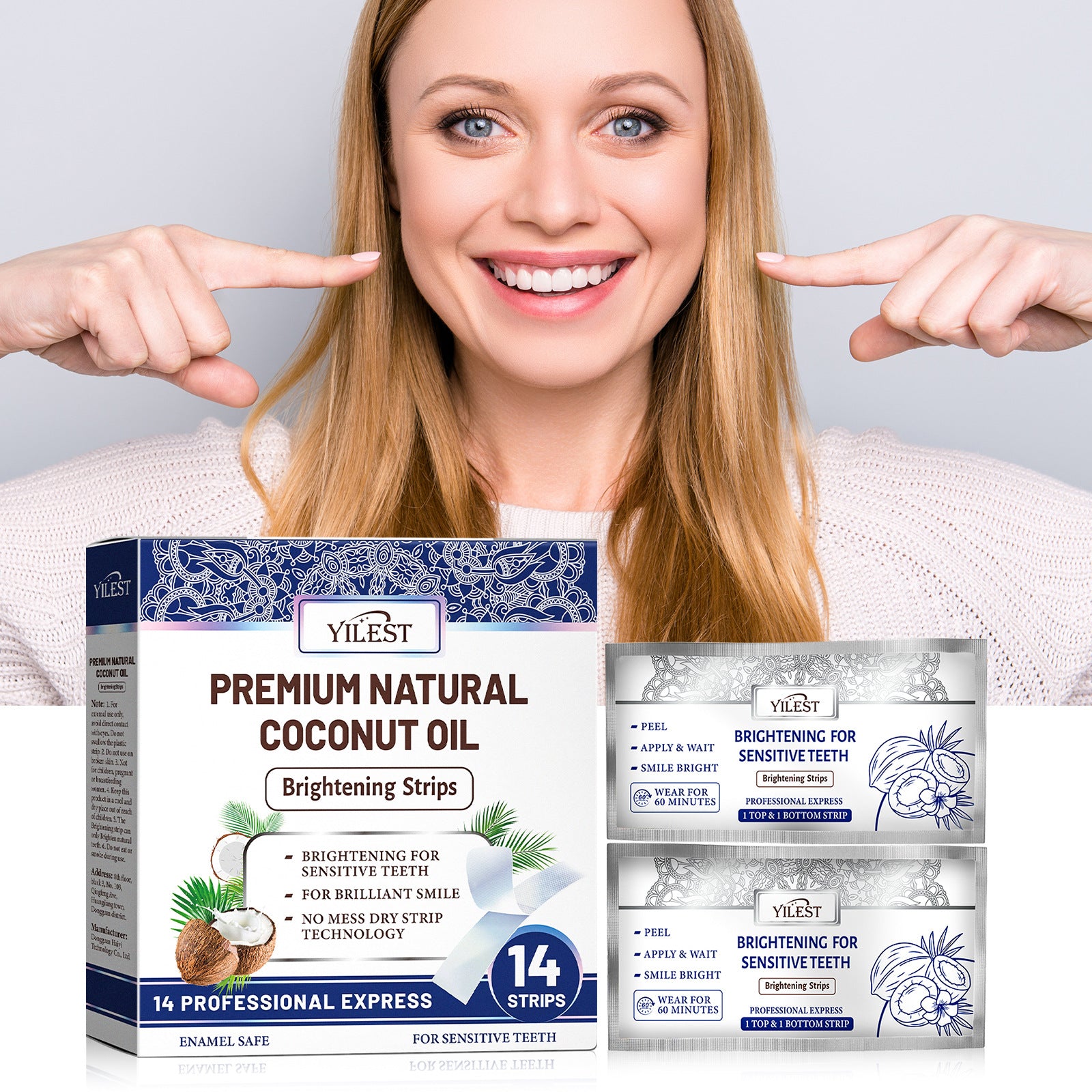 Guru Nanda Premium Teeth Whitening Strips with Coconut Oil – 14 Strips (7 Treatments)