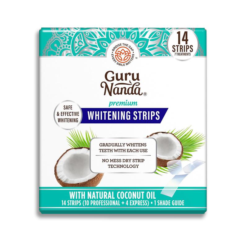 Guru Nanda Premium Teeth Whitening Strips with Coconut Oil – 14 Strips (7 Treatments)
