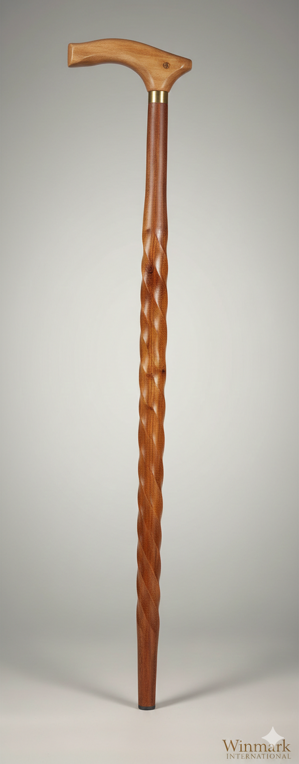 Handcrafted Wooden Walking Stick with Ergonomic Handle – Durable, Premium Support Cane