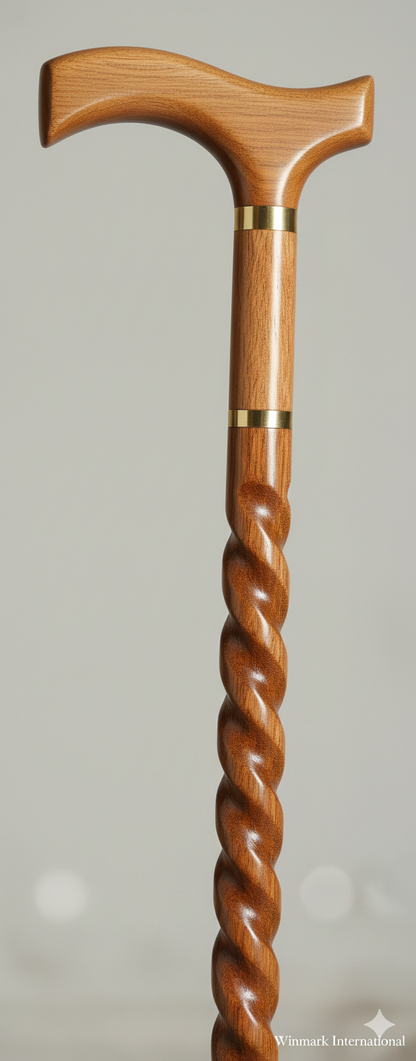 Handcrafted Wooden Walking Stick with Ergonomic Handle – Durable, Premium Support Cane